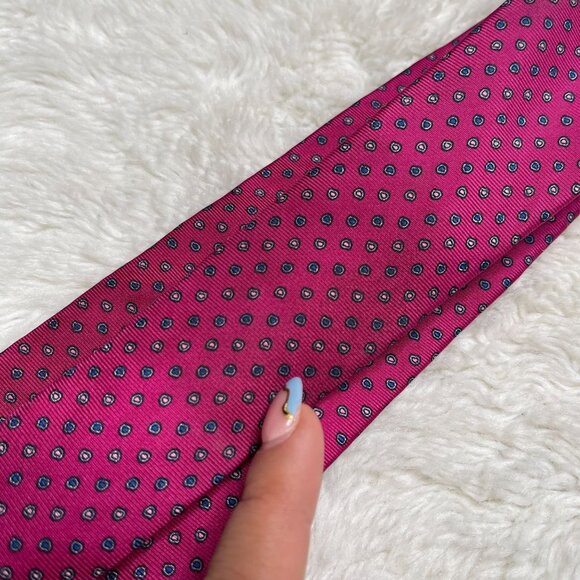Christian Dior Men's Pink Geometric Paisley Print Tie One Size - Picture 5 of 6